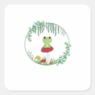 Sticker Carré Cottagecore Esthétique Kawaii Grenouille Goblincor