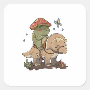 Sticker Carré Cottagecore Grenouille Esthétique Champignon Mign