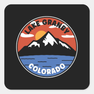 Sticker Carré Couché de soleil du lac Granby Colorado