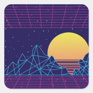 Sticker Carré Couche de soleil Vaporwave
