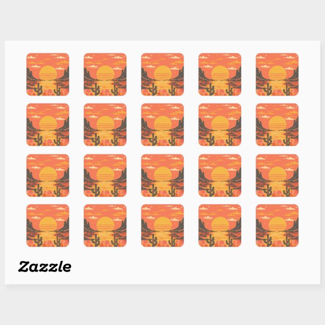 Sticker Carré Coucher de soleil (Feuille)