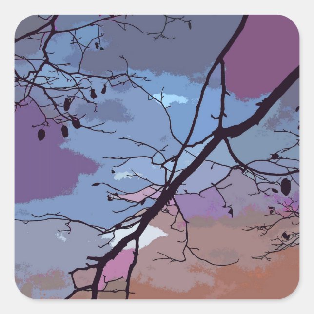 Sticker Carré Coucher de soleil Abstrait (Devant)