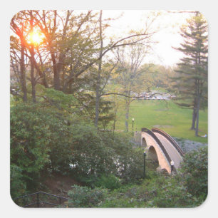 Sticker Carré Coucher de soleil au Rainbow Bridge à Grove City C