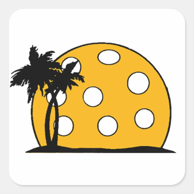 Sticker Carré Coucher de soleil de Pickleball Beach (Devant)