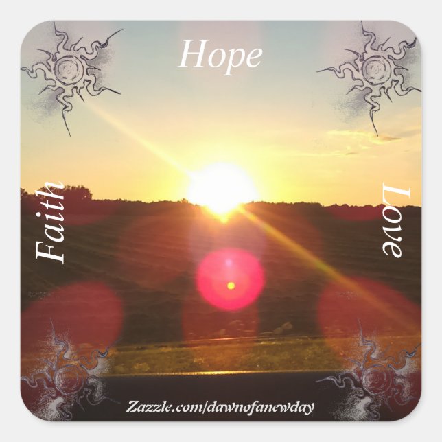 Sticker Carré Coucher de soleil Faith Hope et Love Michigan (Devant)