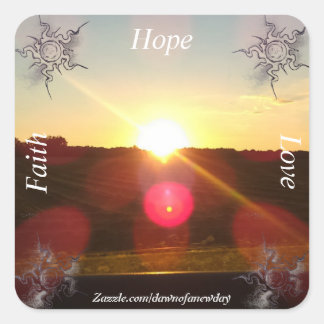 Sticker Carré Coucher de soleil Faith Hope et Love Michigan