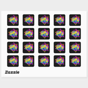 Sticker Carré Coucher de soleil rétro vintage des années 80