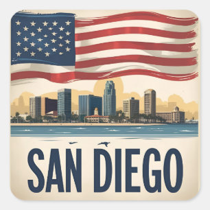 Sticker Carré Coucher de soleil sur San Diego Californie -  Pays