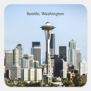 Sticker Carré Coucher de soleil sur Seattle, Washington