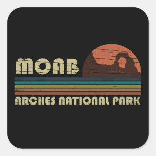 Sticker Carré Coucher de soleil vintage Moab Utah - Parc nationa