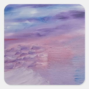 Sticker Carré Coucher de soleil violet bleu rose abstrait coloré