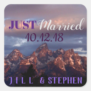 Sticker Carré Coucher de soleil violet de Teton juste marié