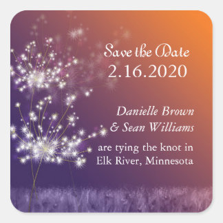 Sticker Carré Coucher du soleil Dandelions Mariage rural Enregis