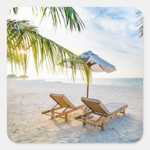 Sticker Carré Coucher du soleil extraordinaire de plage