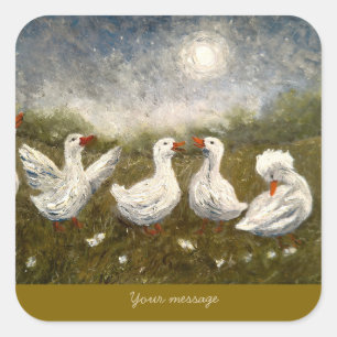 Sticker Carré Couin tranquille : Nuit étoilée d'oie Canard blanc