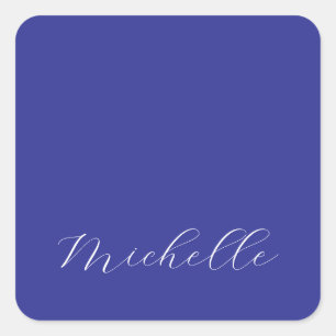 Sticker Carré Couleur Bleue Profonde Calligraphie Moderne Simple