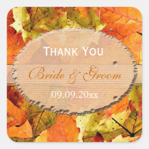 Sticker Carré couleur chute mariage feuille faveur merci