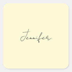 Sticker Carré Couleur crème élégant minimaliste moderne nom simp