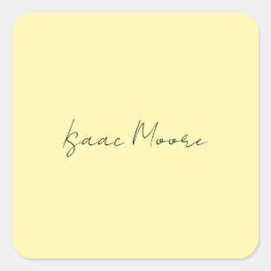 Sticker Carré Couleur Crème Élégant Simple Nom Calligraphie Scri