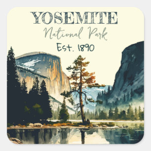 Sticker Carré Couleur d'eau du parc national Yosemite Coucher de
