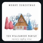 Sticker Carré COULEUR D'EAU vintage FESTIVE CHRISTMAS VILLAGE MA<br><div class="desc">Insufflez vos salutations de vacances avec le charme nostalgique en utilisant cette vintage aquarelle festive maison de village de Noël autocollant carré de maison. Ajouté à vos cartes, enveloppes ou cadeaux, cet autocollant présente une scène pittoresque et pittoresque du village évoquant la chaleur et la joie de la saison. Apportez...</div>