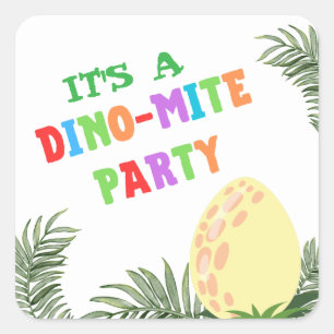 Sticker Carré Couleur du ciel : Anniversaire de Dinosaure