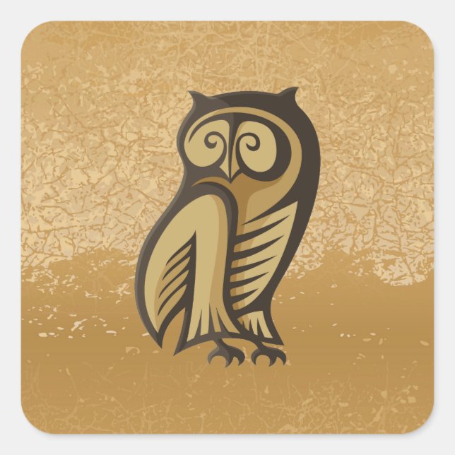 Sticker Carré Couleur du symbole de hibou (Devant)