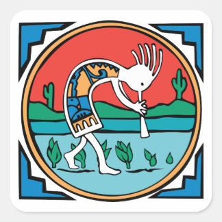 Sticker Carré Couleur Kokopelli