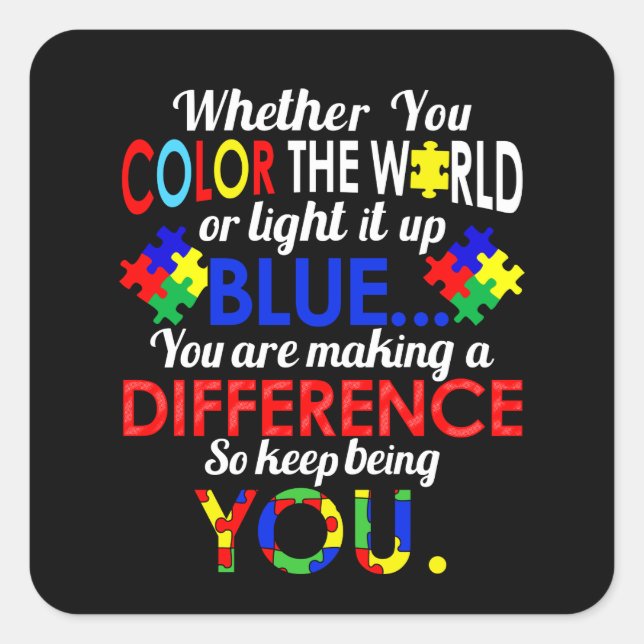 Sticker Carré Couleur Le monde ou Lumière It Blue Sensibilisatio (Devant)