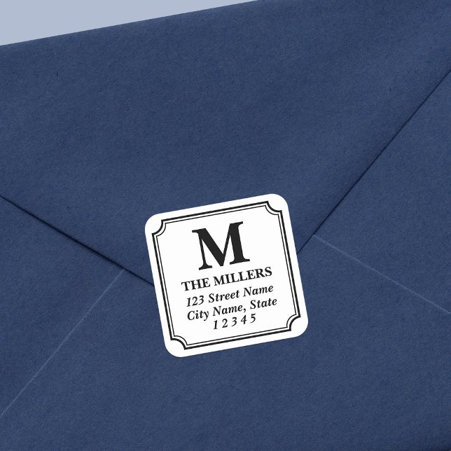 Sticker Carré Couleur modifiable Monogramme classique moderne Ad (Créateur téléchargé)