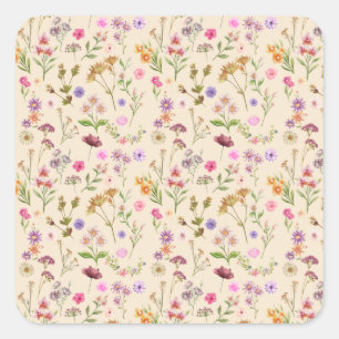 Sticker Carré couleur motif-rose, pourpre, vert-vert