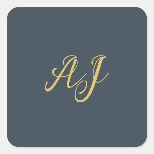 Sticker Carré Couleur Or Charbon Monogramme Initial Professionne (Devant)