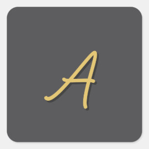 Sticker Carré Couleur Or Gris Monogramme Professionnel