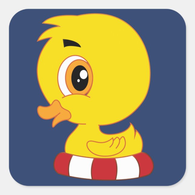 Sticker Carré Couleur personnalisée Cute Kawaii Cartoon Little D (Devant)