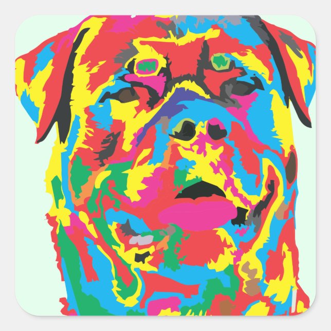 Sticker Carré couleur rottweiler (Devant)