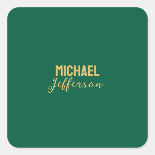 Sticker Carré Couleur verte dorée élégante moderne minimaliste n