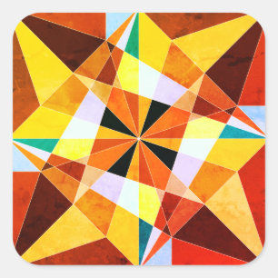 Sticker Carré Couleurs Chaudes Formes Géométriques Angulaires Fr