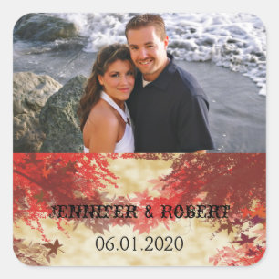Sticker Carré Couleurs d'automne : Burgundy Red Wedding Favorise