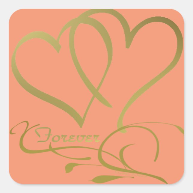Sticker Carré Couleurs de fond modifiables Forever Hearts Gold (Devant)