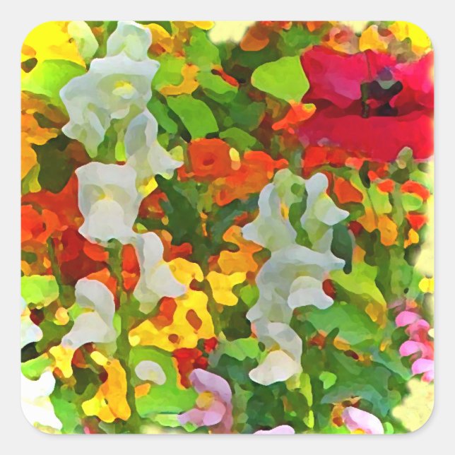 Sticker Carré Couleurs de jardin gaies (Devant)