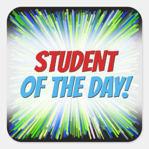 Sticker Carré Couleurs de vert et de ligne bleue Motif éclat