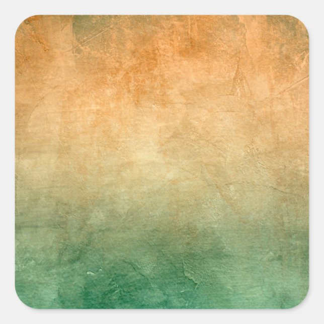 Sticker Carré Couleurs Grunge - Orange & Vert (Devant)