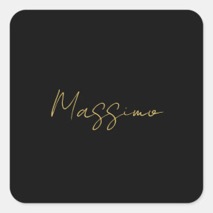 Sticker Carré Couleurs Or Noir Tendance Moderne Simple Nom Perso