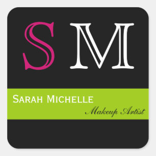 Sticker Carré Couleurs pop en vert rose et noir