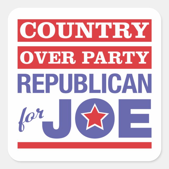 Sticker Carré Country Over Party / Républicain pour Joe Biden (Devant)