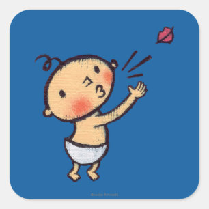 Sticker Carré Coup de Leslie Patricelli un bébé de baiser