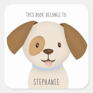 Sticker Carré Coupable chiot ce livre appartient à