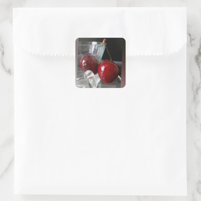 Sticker Carré Coupe de cerises (Sac)