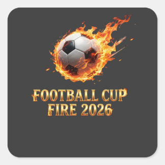 Sticker Carré Coupe de Football Feu Coupe du Monde 2026 Ballon d