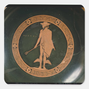 Sticker Carré Coupe grecque à silhouette rouge, représentant le 